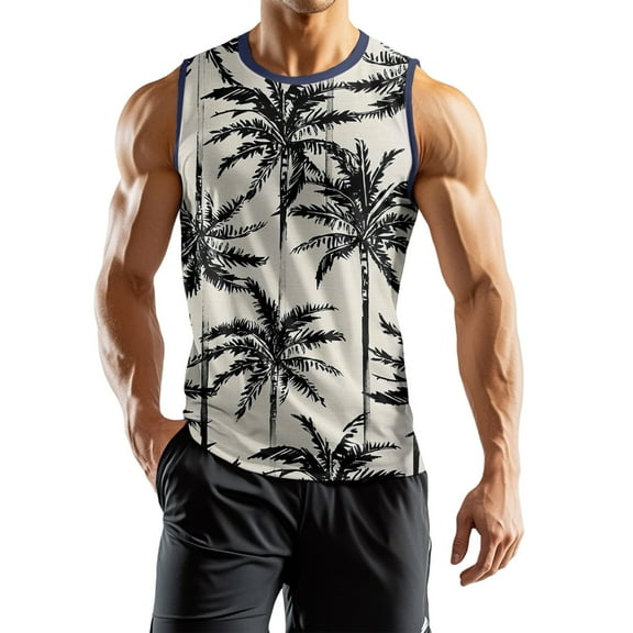 Men's Tropical Beach Tank Top Sleeveless Hawaiian Floral Print Lightweight Summer Casual Wear For Gym And Beach