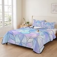 thumbnail image 2 of Full Quilt Set 78''x90'', Stained Glass Lightweight Summer Bedspread Coverlet Set with 2 Pillow Shams, Blue Purple Floral Geometric Breathable All Season Quilt Bedding for Bedroom/Guest Room, 2 of 9