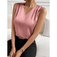 thumbnail image 4 of CHUMUD Womens Satin Tank Tops V Neck Pleated Sleeveless Business Casual Outfit Summer Dressy Work Blouse, 4 of 7