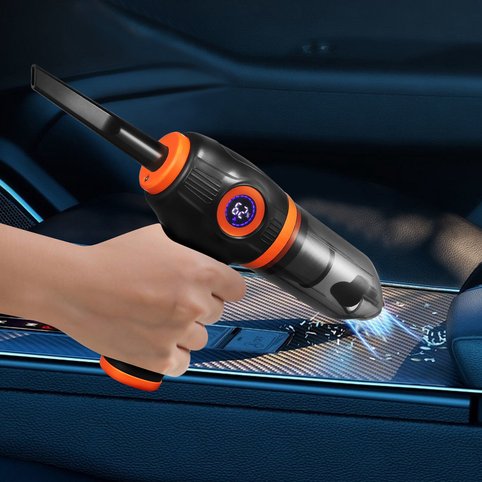 PartyKindom Cordless Air Duster and Vacuum Cleaner Portable for Car and Home Use with Ergonomic Handle