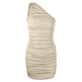 thumbnail image 5 of IROINNID Sheath Dress For Women Sleeveless One Shoulder Sexy One Shoulder Ruched Skinny Mini Short Dress Strapless Dress, 5 of 7