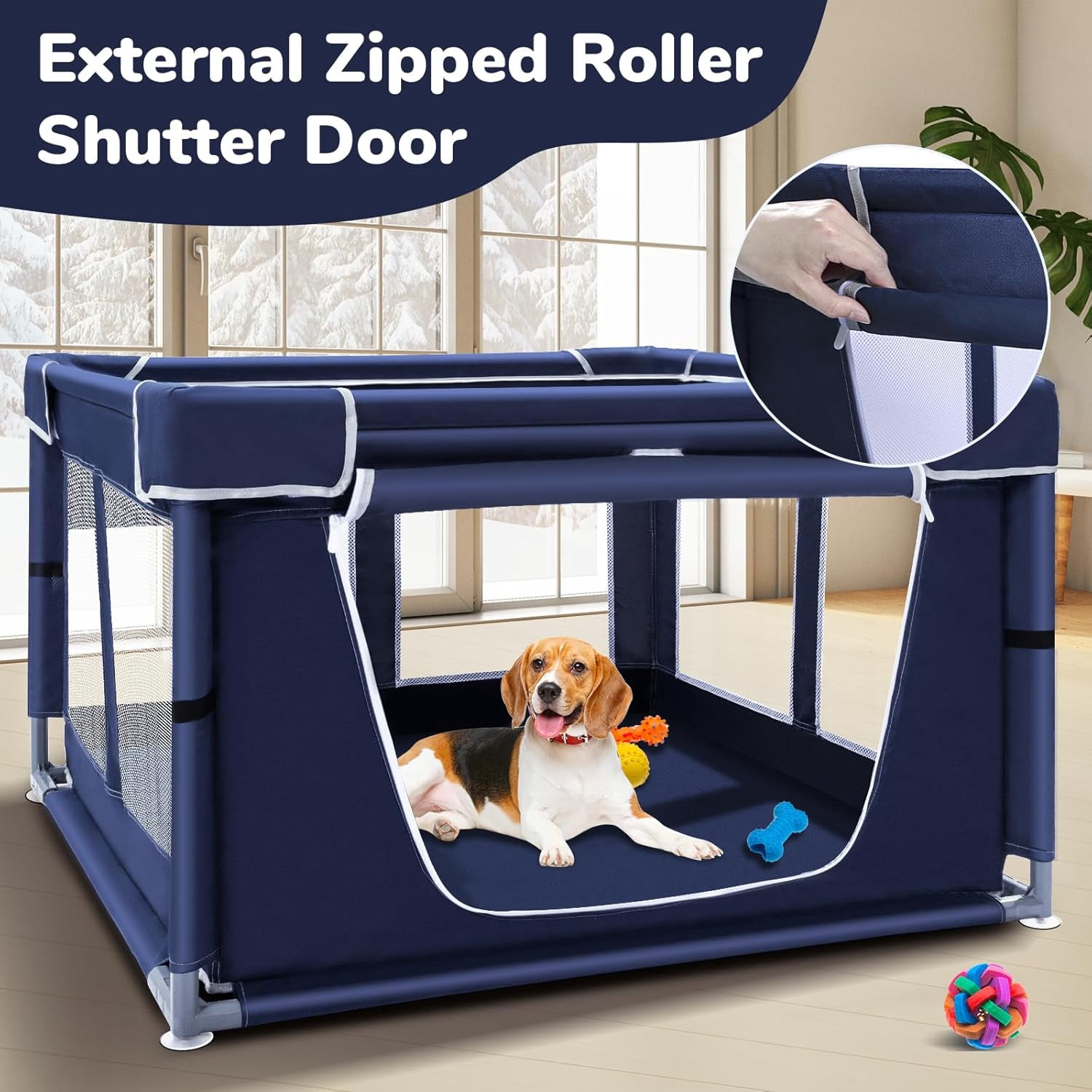 Dog Playpen 42 × 42 in，Pet Playpen with External Zipper Door,Newly Upgraded Puppy Playpen,Durable and Safe for Small and Medium Dogs.