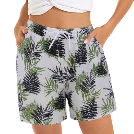 

PEASKJP Short Romper for Women Women s Casual Shorts Summer Comfy Beach Shorts Elastic Christmas Pajamas for Women Shorts Set Shorts White Large