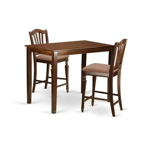 East West Furniture Yarmouth 3-piece Traditional Wood Dining Set in Mahogany