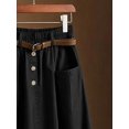 thumbnail image 3 of Women Versatile Solid High Waist Midi A-Line Skirt with Elastic Waistband, Simple Casual Draped Bottoms Suitable for Daily Commuting and Various Casual Occasions Throughout Spring, 3 of 6