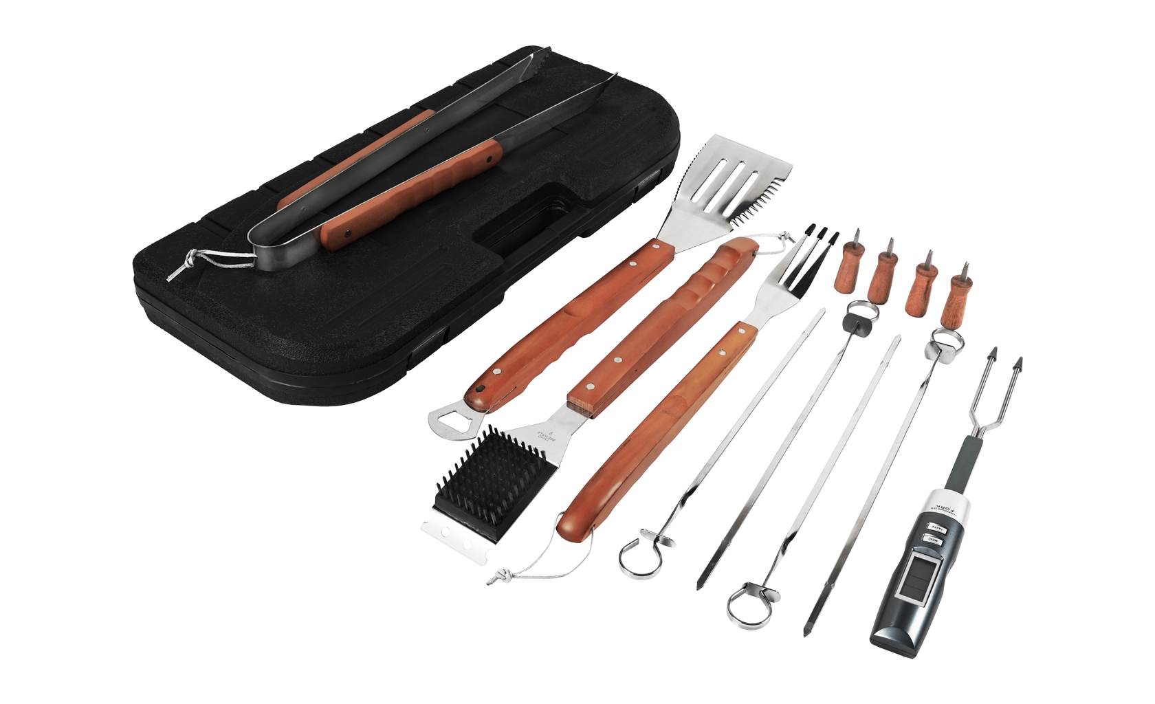 Mr. Bar-B-Q 12 Piece Stainless Steel Tool Set with Bonus Electronic Barbecue Fork - image 2 of 4