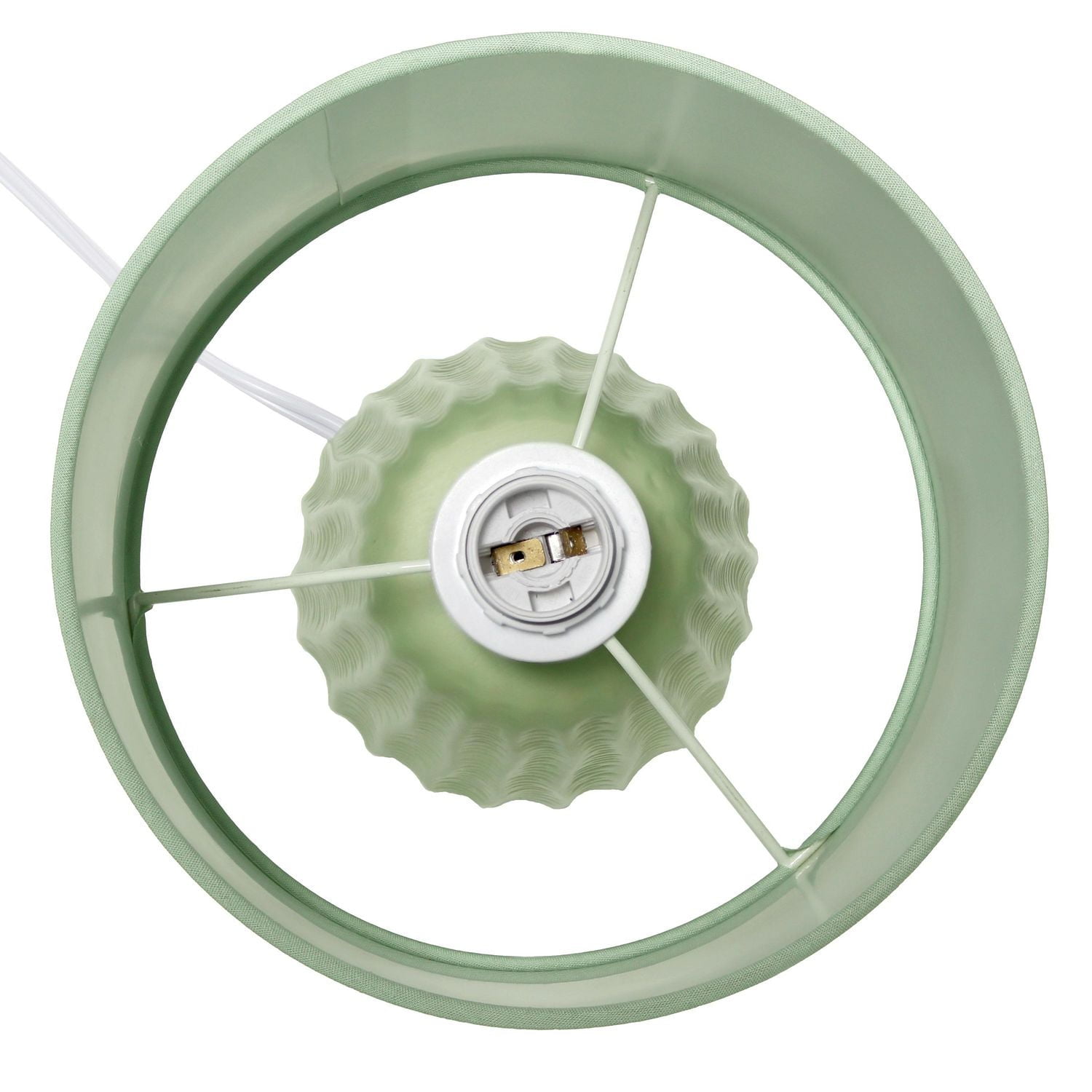 Simple Designs 11.02" Traditional Mini Modern Ceramic Texture Pastel Accent Bedside Table Desk Lamp with Matching Fabric Shade for Bedroom, Nightstand, Living Room, Entryway