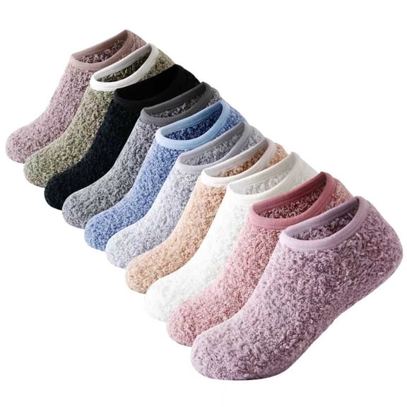 Fuzzy Grip Socks for Women,Thick Warm Slipper Cozy Fluffy Non Slip Ankle Hospital socks With Grips