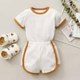 thumbnail image 3 of Yutk Newborn infant Boys Girls Short Sleeve Romper Bodysuit with Shorts Outfits White, 3 of 8