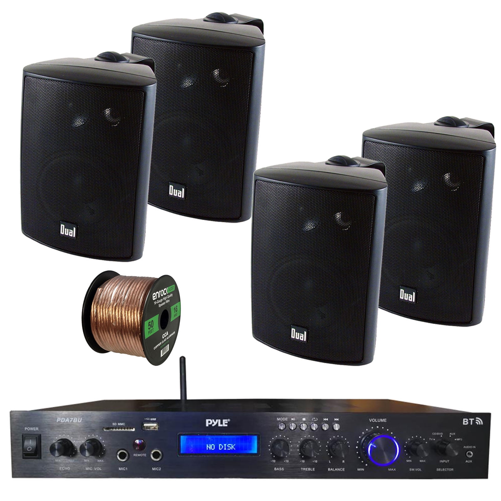 Pyle Home Theater Amplifier Audio Bluetooth MP3/USB/SD/AUX/FM Black