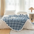 thumbnail image 2 of Sherpa Throw Blanket Fleece Blanket with Checkered Pattern Soft Thick Blanket for Couch, Bed, Sofa Luxurious Warm and Cozy for All Seasons (Navy, 60"x80"), 2 of 6