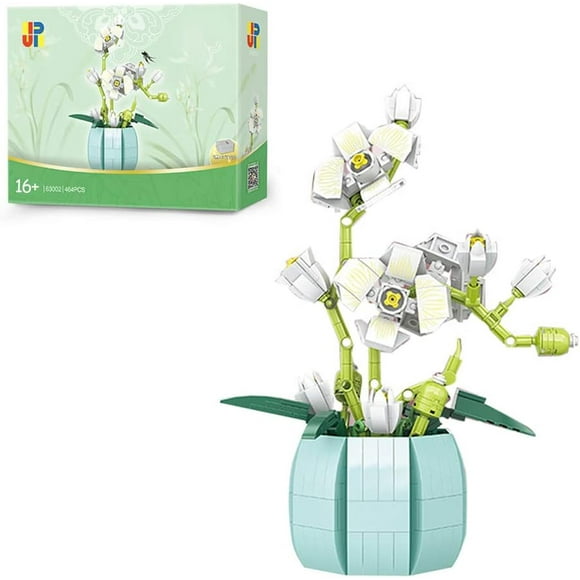 Flower Bouquet Building Set Compatible with Lego, Orchids Potted Plant Botanical Collection with LED Light, Artificial Flower