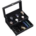 thumbnail image 1 of ProCase Caja para Reloj de 12 Ranuras, Estuche Organizador de Relojes de 2 Pisos con Tapa Vidrio Anti-polvo Almacenaje Guardarrelojes para Hombres y Mujeres (NegroRayado), 1 of 14
