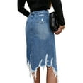 thumbnail image 3 of LilyLLL Womens High Waist Destroyed Frayed Denim Jean Midi Skirt, 3 of 3