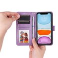 thumbnail image 4 of Dteck iPhone 11 Case, PU Premium Leather Embossed Wallet Card Cash Slots Ultra-Slim   Magnetic Flip Kickstand Shockproof Cover for iPhone 11 6.1 inch,Purple, 4 of 10