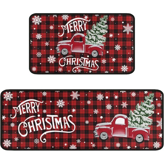 Floral Farmhouse Kitchen Rugs Set 2 Piece Colorful Spring/Summer Flowers Decorative Rugs for Kitchen Low-Profile Floor Mats Decorations for Home Kitchen (17"x48" 17"x24")