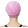 thumbnail image 3 of Beemo Swim Caps for Women Swimming Turban Polyester Latex Lined Pleated for Ladies - Light Pink, 3 of 4