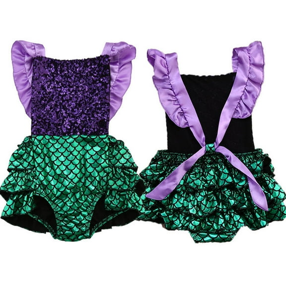 Newborn Baby Girl Sequins Mermaid Bodysuit Romper Jumpsuit Outfit Sunsuit Clothes