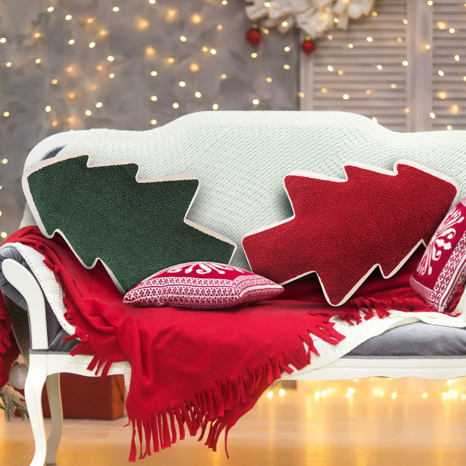 Coussin D'arbre De Noël | Oreiller En Forme De Sapin De Noël | Temps De Noël