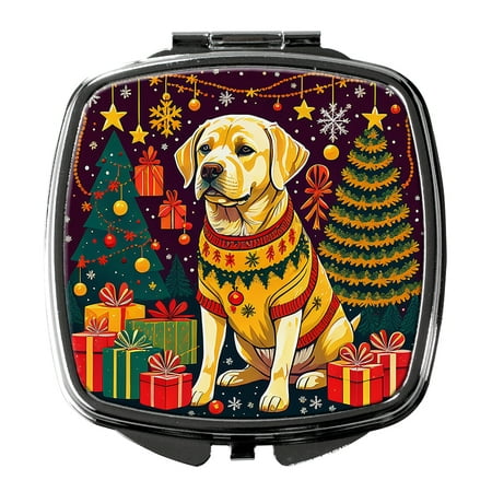 Yellow Labrador Retriever Christmas Compact Mirror 2.75 in x 3 in