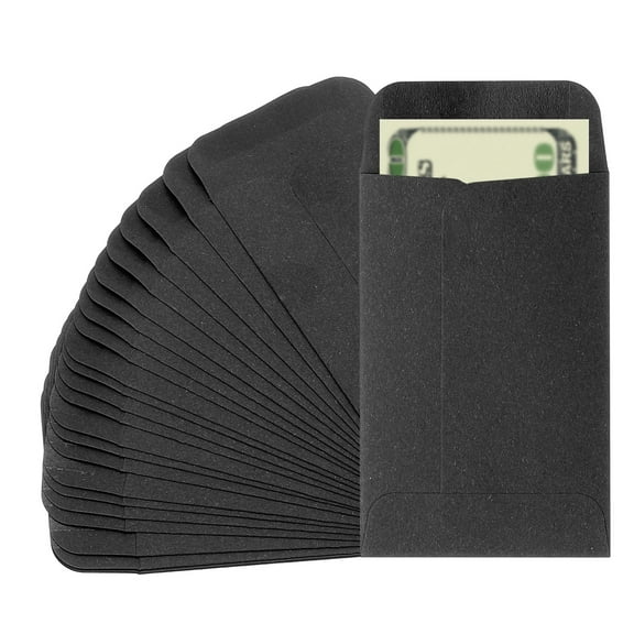 Uxcell Money Envelope, 25 Pcs 3.5" x 2.2" Cash Holder for Checks Coins, Black