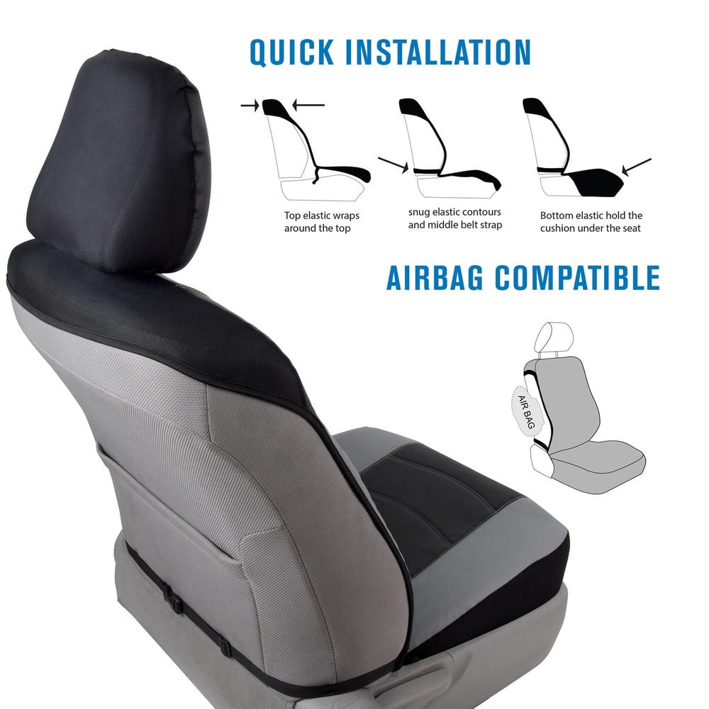 Soft & Smooth Leatherette Sideless Front Car Seat Covers (Black & Slate Gray)