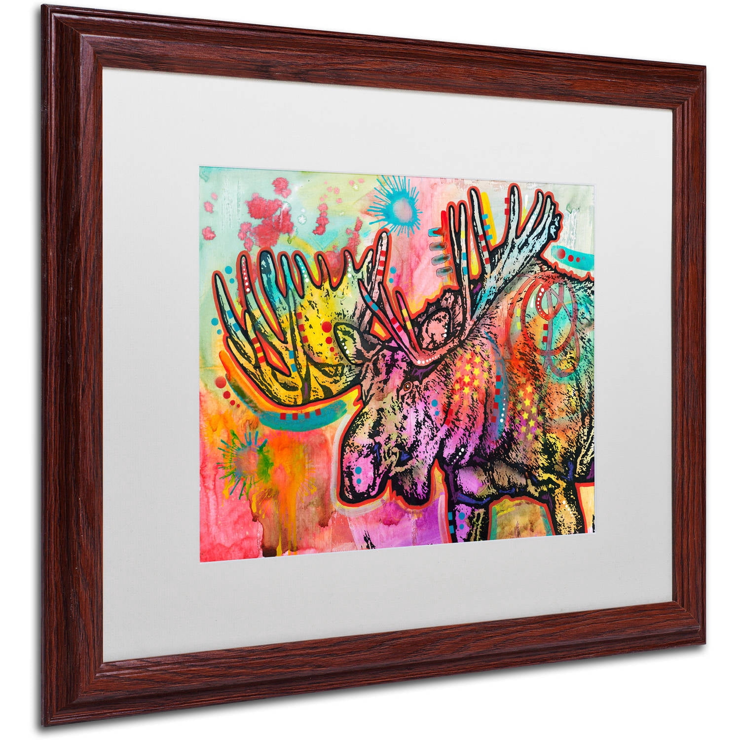 Trademark Fine Art "Moose" Canvas Art by Dean Russo, White Matte, Wood Frame