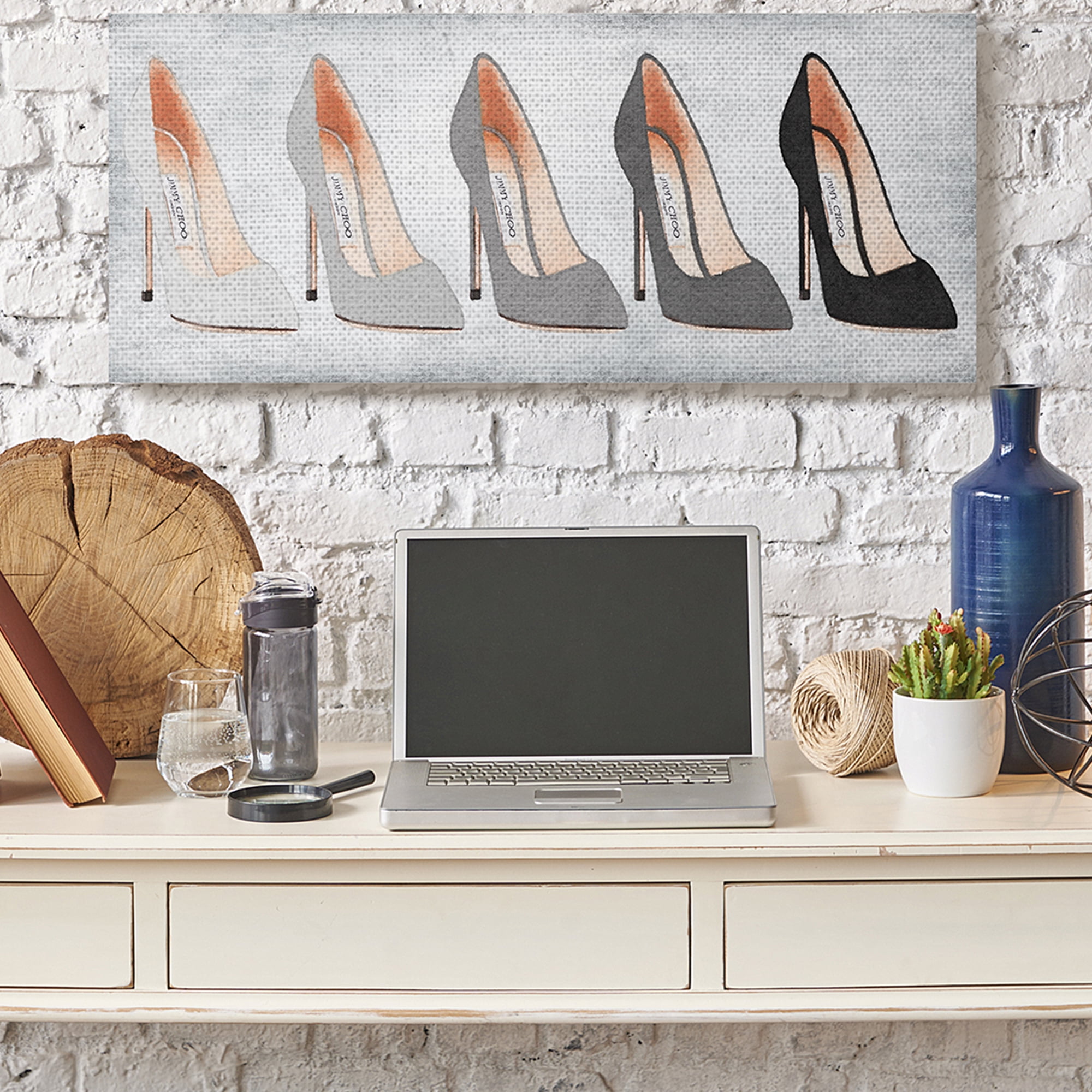 Stupell Industries Glam Fashion High Heels Grey Shades Distressed Canvas Wall Art by Amanda Greenwood