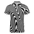 thumbnail image 4 of Black White Linework Men Zipper T-shirt Summer Casual Short Sleeve T-shirt Top, 4 of 7