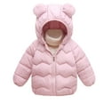 thumbnail image 2 of HOMADLES Boys Puffer Jacket Winter Thermal Hooded Ears Graphic Printing Boys Parka Coat Padded Outwear B Pink 12 Months, 2 of 4