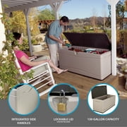 Lifetime Heavy-Duty 130 Gallon Plastic Deck Box, Desert Sand (60012)