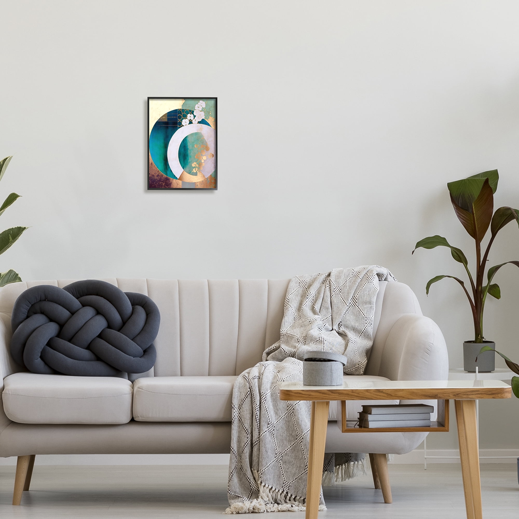Stupell Industries Asian Moon Abstraction Abstract Painting Black Framed Art Print Wall Art, 11 x 14