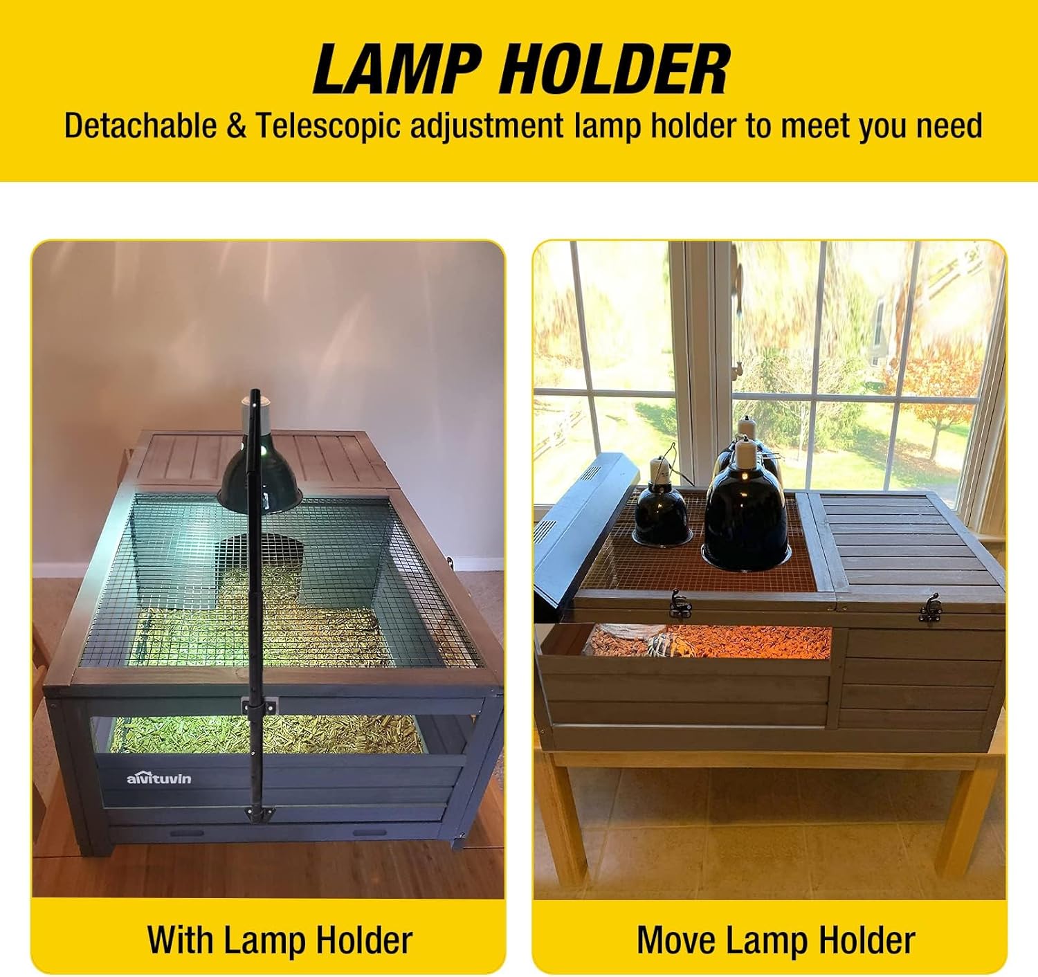 Aivituvin Tortoise House Wooden Tortoise Enclosures, Indoor Tortoise Habitat Outdoor Reptile Cage -Upgrade Version