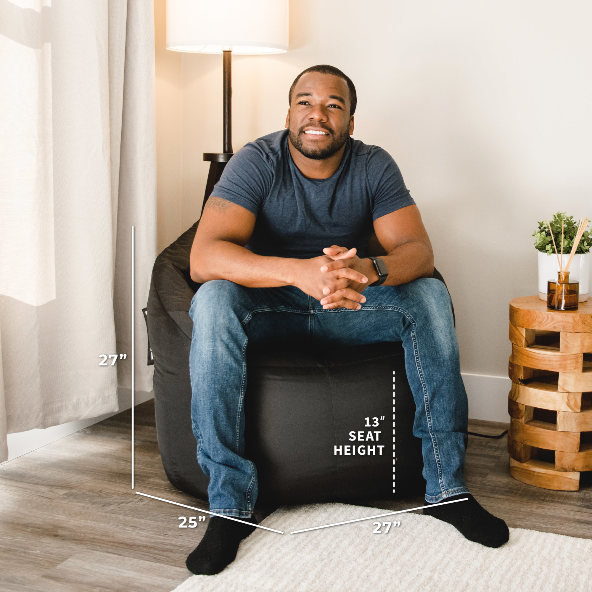 Big Joe Milano Bean Bag Chair, Black photo 3