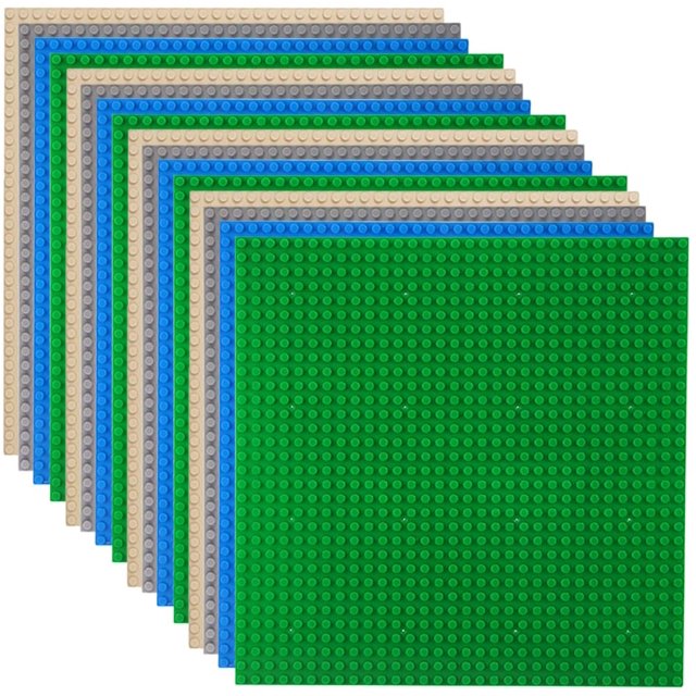 Classic Baseplates Building Plates for Building Bricks 100% Compatible with All Major Brands-Baseplate, 10" x 10", Pack of 16 (Multicolored)