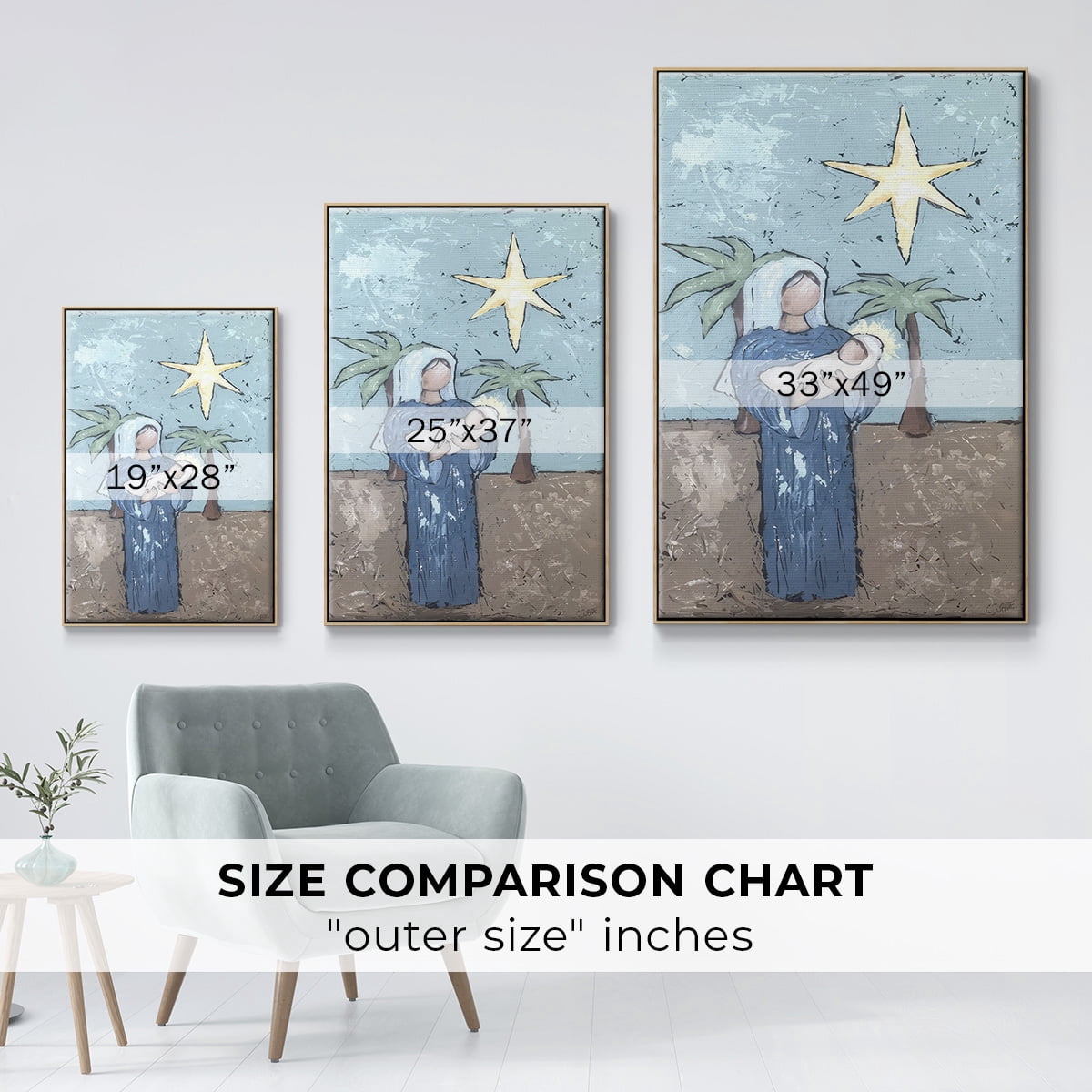 A Silent Night II - Framed Gallery Wrapped Holiday Canvas - 27 x 41 - Natural Wood Frame
