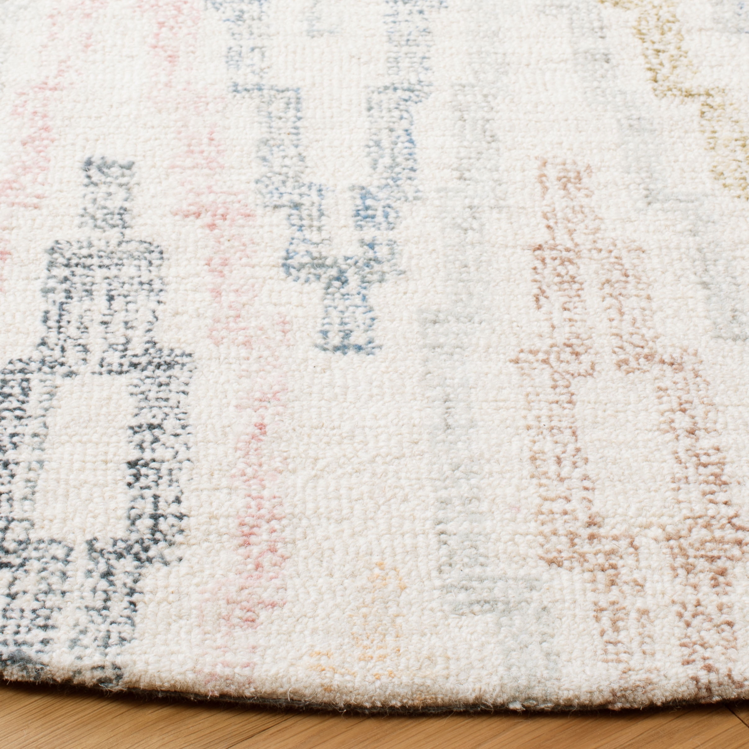 SAFAVIEH Rodeo Drive Bryanne Geometric Area Rug, Ivory/Blue, 6' x 6' Round