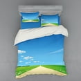 thumbnail image 1 of Ambesonne Nature Bedding Set 4 Pcs, Sunny Sky Clouds Daisy, Queen, Sky Blue Green Cream, 1 of 3