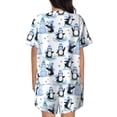 thumbnail image 6 of Fotbe Playful Penguins and Snowmen Print Pajama Set for Women 2 Piece Loungewear Short Sleeve Tops and Shorts Set Soft Sleepwear-XX-Large, 6 of 7