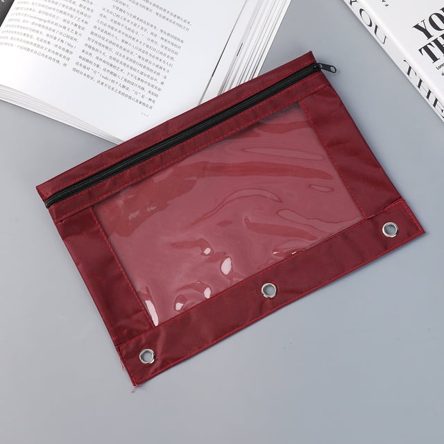 Bolsa para documentos con tres agujeros, bolsa para bolígrafos, de tela Oxford, con cierre de cremallera, bolsa de papelería B5 para oficina, bolsa de lápices de gran capacidad, bolsa de