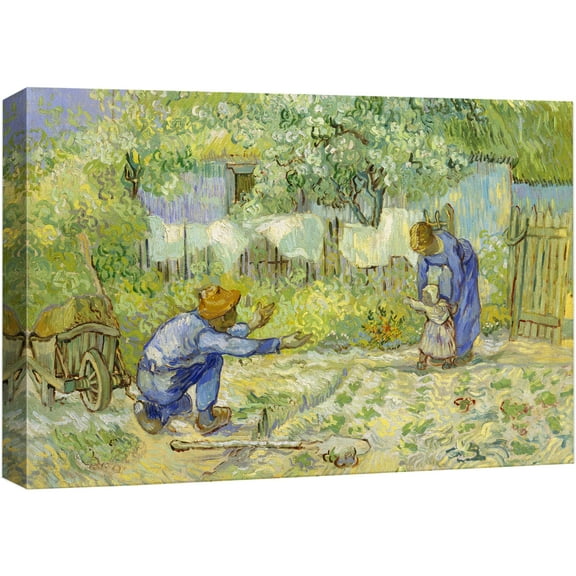 wall26 Canvas Print Wall Art First Steps (After Millet) by Master Artist Vincent Van Gogh Nature Wilderness Illustrations Fine Art Relax/Calm Multicolor for Living Room, Bedroom, Office - 16"x24