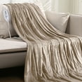 thumbnail image 3 of Superjoe Electric Throw Heated Blanket, Double-Layer Flannel, 4 Heat Settings and Auto-off, 60" x 50", Beige, 3 of 9