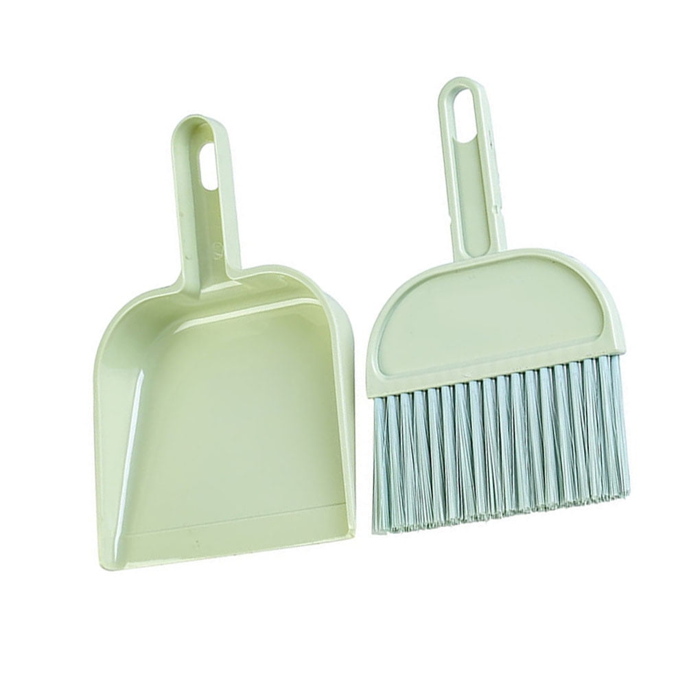 White Xifando Mini Desktop Broom and Dustpan Set Household Dust Pan and Brush Cleaning Tool