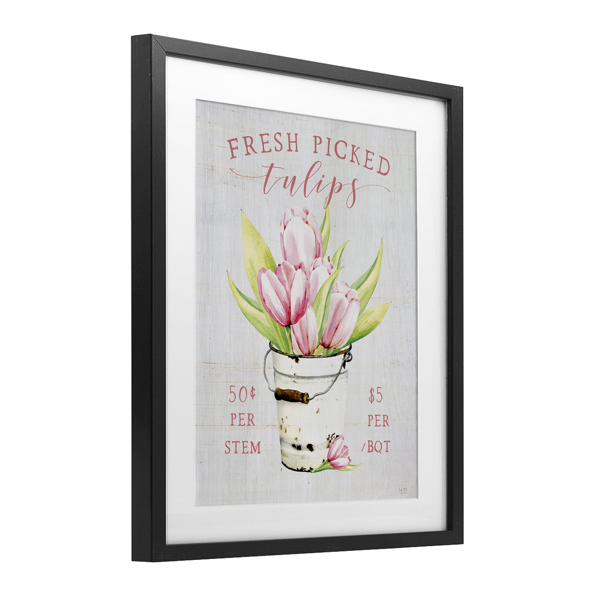 Stupell Industries Antique Fresh Picked Tulips Black Framed Print Under Glass, design by Lux + Me Designs
