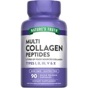 Multi Collagen Protein | 90 Capsules | Type I, II, III, V, X | Collagen Peptide | by Nature's Truth