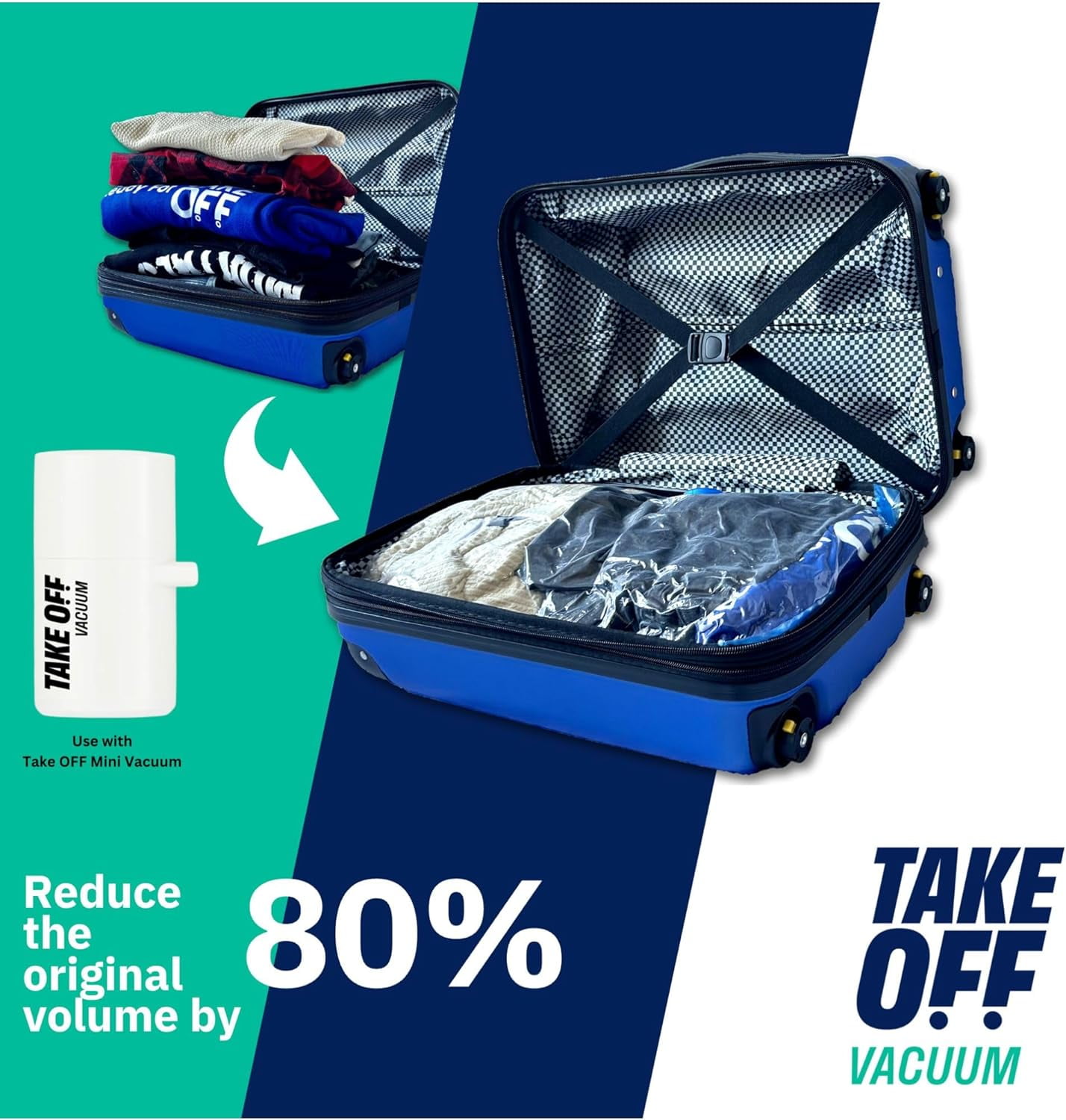 TAKE OFF Luggage Mini Vacuum Pump for Storage Bags Tiny Portable Air Pump, White