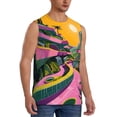 thumbnail image 2 of Haiem Men's Retro Futuristic Landscape Print Tank Tops Summer Sleeveless Cut Off Workout T-Shirts Fitness Vest Athletic Undershirts-X-Large, 2 of 8
