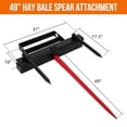 thumbnail image 2 of EastVita Hay Spear 49"+2 * 17.5" 1 Red Black 49" Hay Spear, Bale Spears 4000lbs Loading Capacity, Quick Attach Spike Forks Skid Steer Loader Tractor Attachment, 2 of 7
