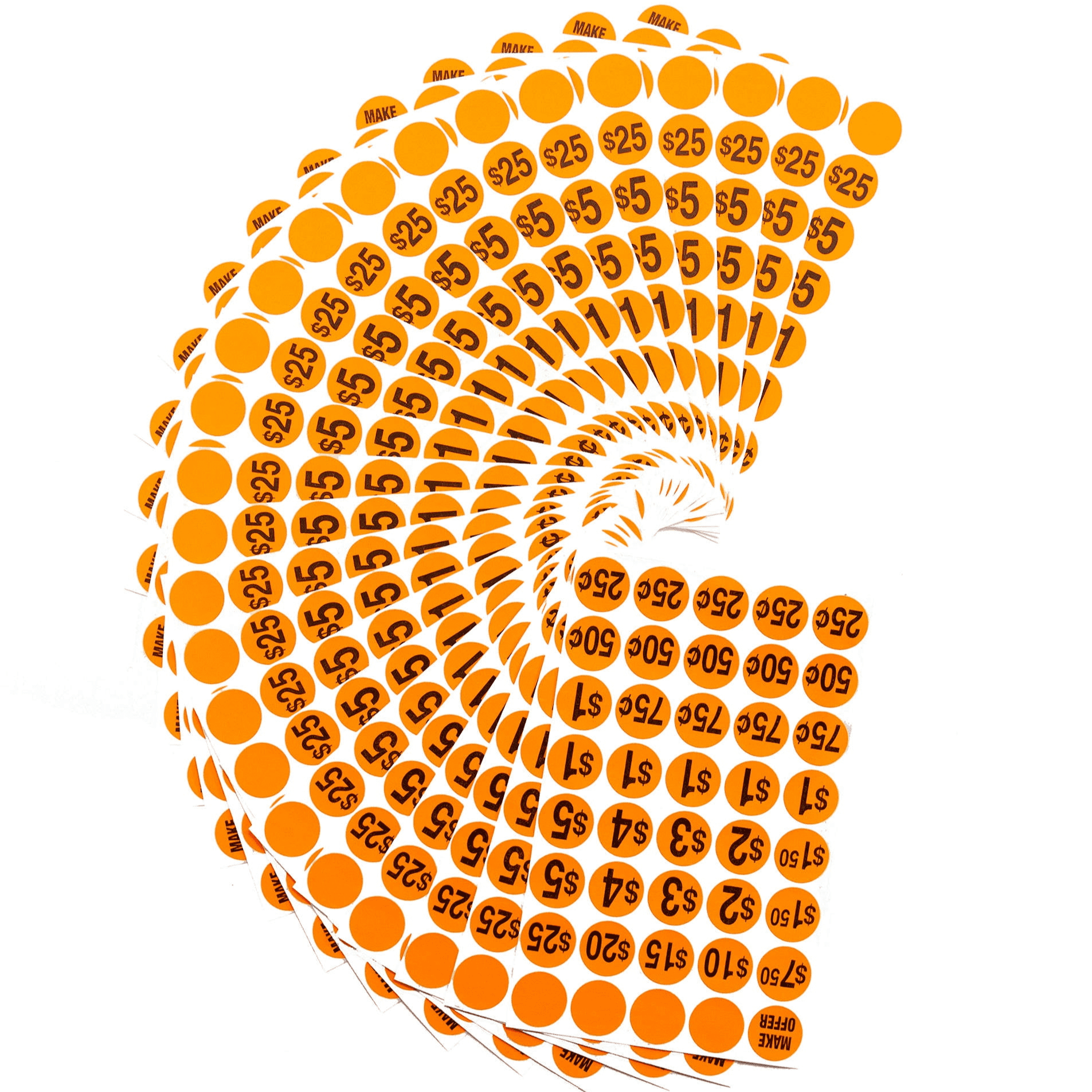 Sunburst Systems 7037 Orange 1,000 count pre-priced label stickers for Garage and Yard Sale