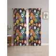 thumbnail image 4 of Sheer Curtains 72 Inches Long 2 Panels, Rugby Football Basketball Sports Rod Pocket Curtain Voile Draperies, Watercolor Graffiti Style Light Filtering Window Treatment for Living Room Bedroom, 4 of 8